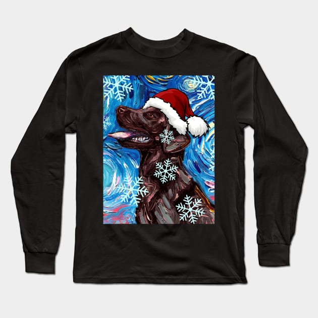 Chocolate Labrador Santa Long Sleeve T-Shirt by sagittariusgallery